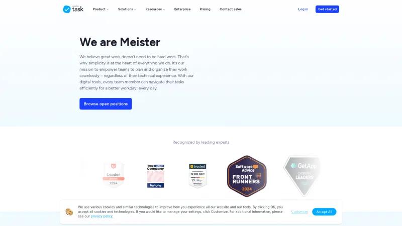 Homepage of MindMeister