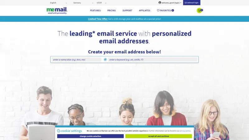 Homepage of MeMail