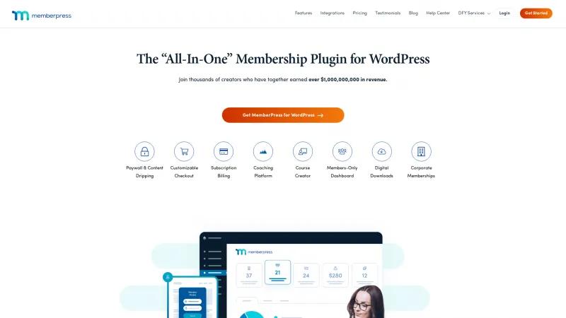 Homepage of MemberPress