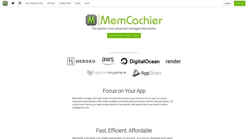 Homepage of MemCachier