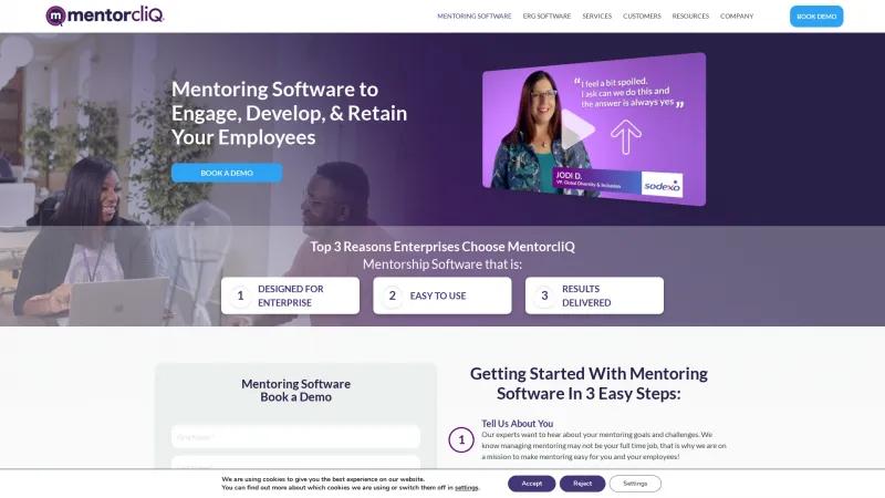 Homepage of MentorcliQ