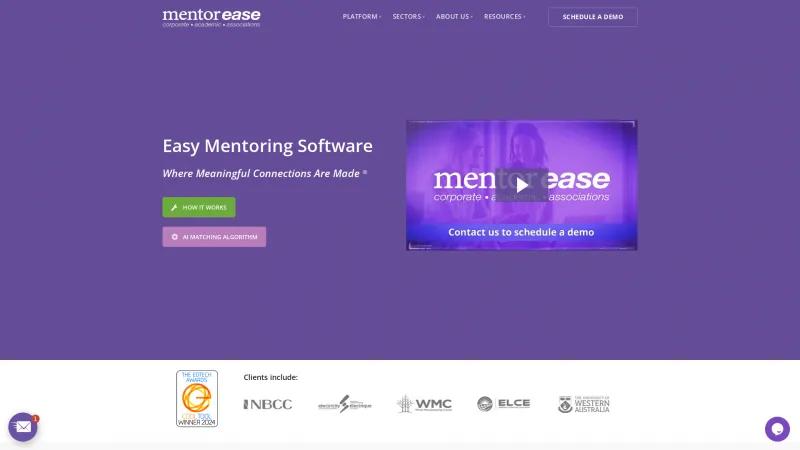 Homepage of MentorEase