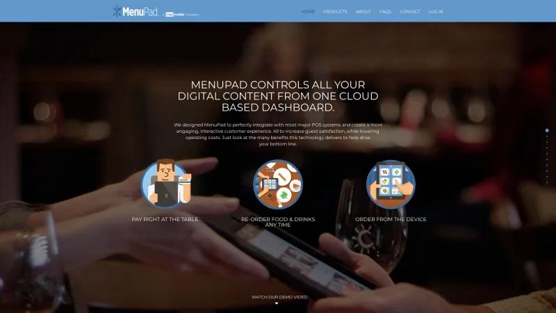 Homepage of MenuPad