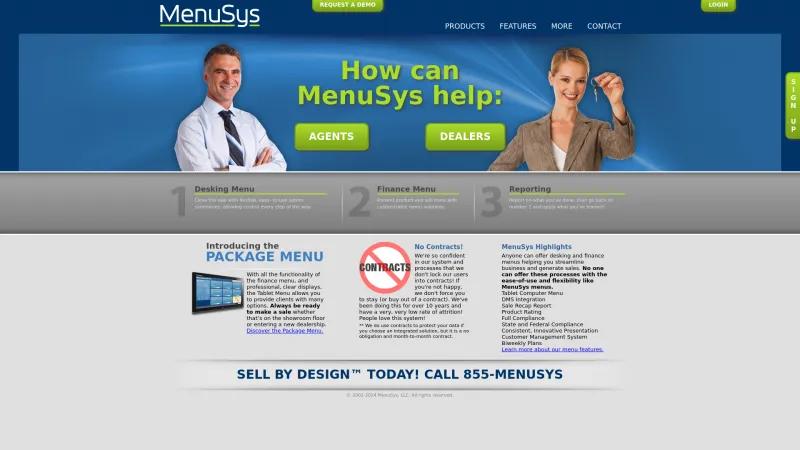 Homepage of MenuSys