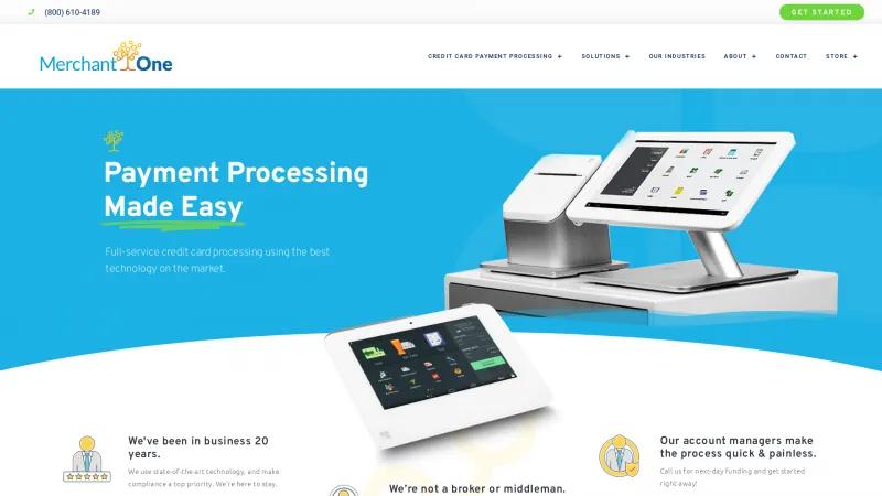 Homepage of Merchant One