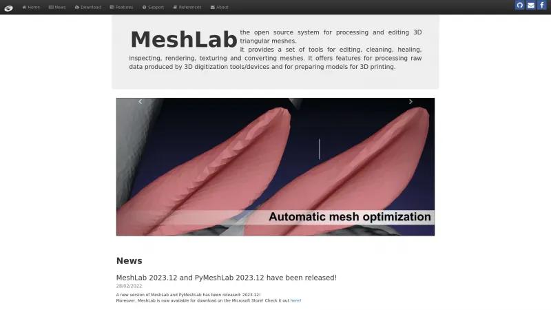 Homepage of MeshLab