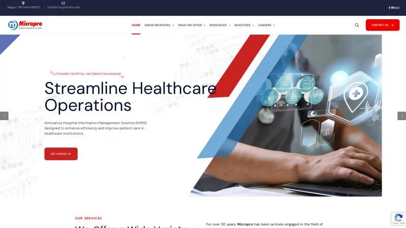 Homepage of HospyCare