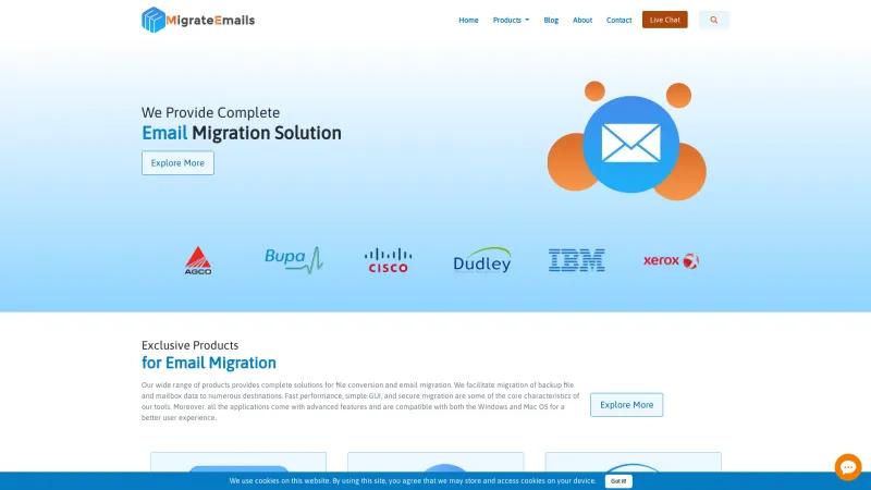 Homepage of MigrateEmails MBOX Migrator