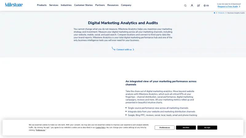 Homepage of Milestone Analytics