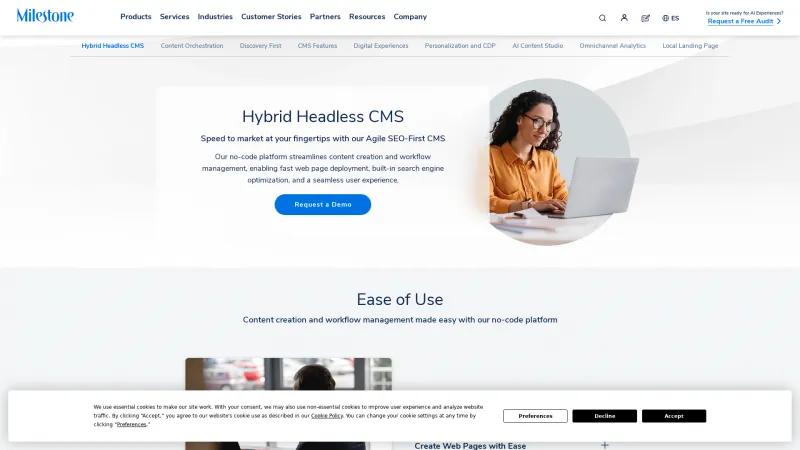 Homepage of Milestone CMS