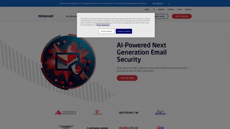 Homepage of MimeCast Email Security