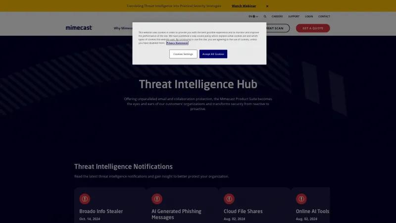 Homepage of Mimecast Threat Intelligence