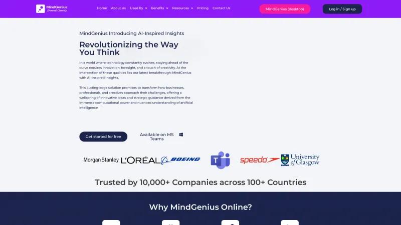 Homepage of MindGenius