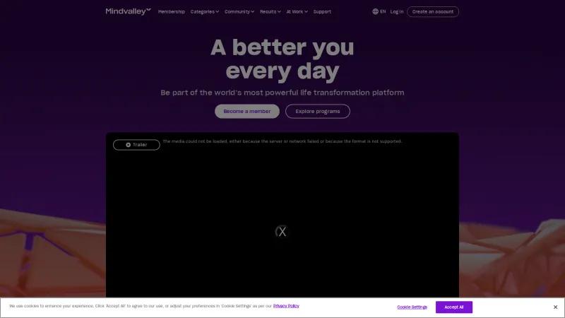 Homepage of Mindvalley