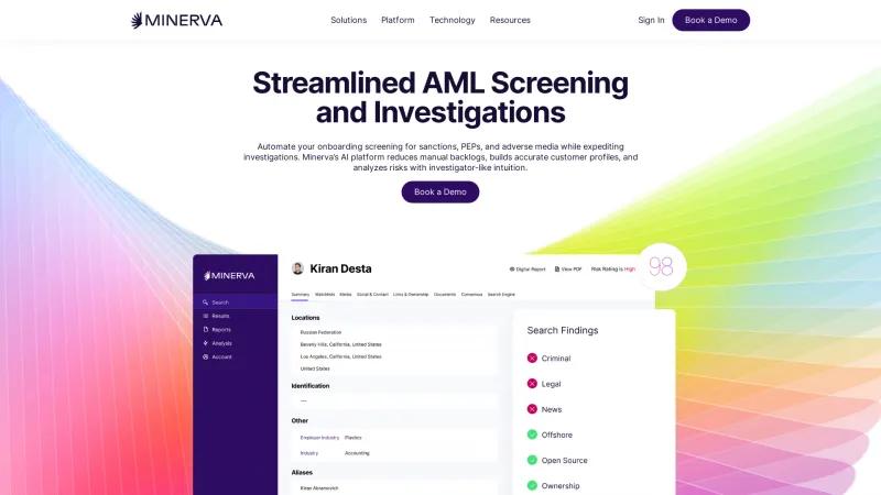 Homepage of MinervaAI