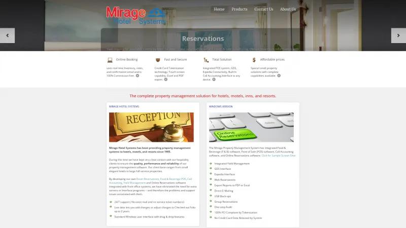 Homepage of Mirage