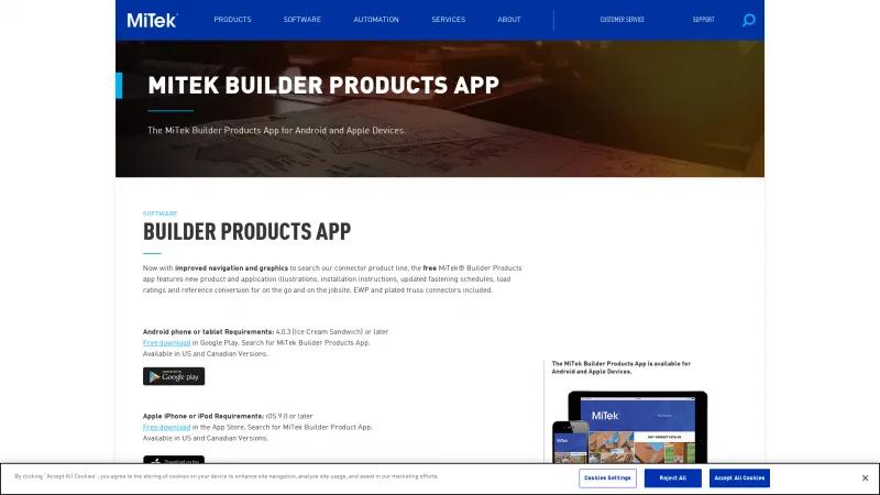 Homepage of MiTek Builder Products