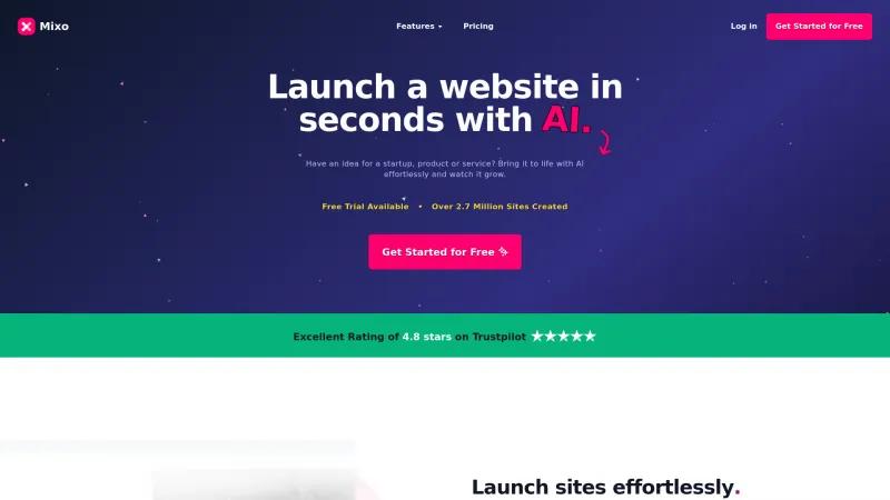 Homepage of Mixo