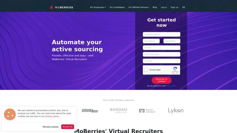 Homepage of MoBerries