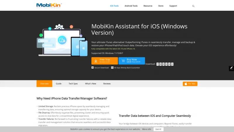 Homepage of MobiKin Assistant for iOS