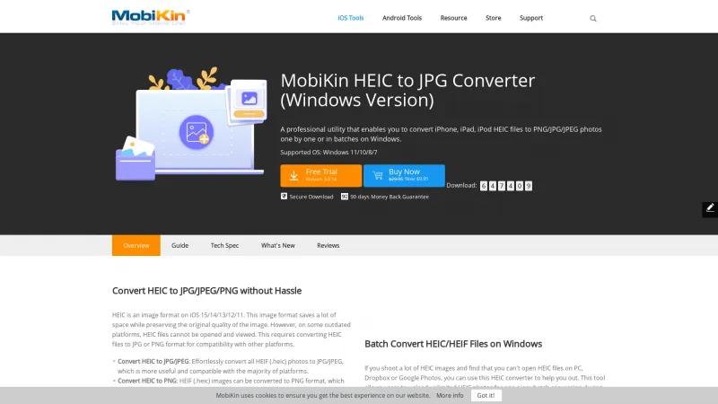 Homepage of MobiKin HEIC to JPG Converter