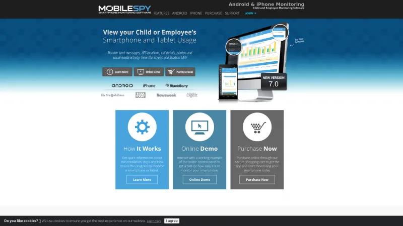 Homepage of Mobile Spy