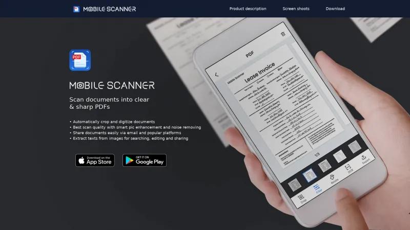 Homepage of Mobile Scanner App