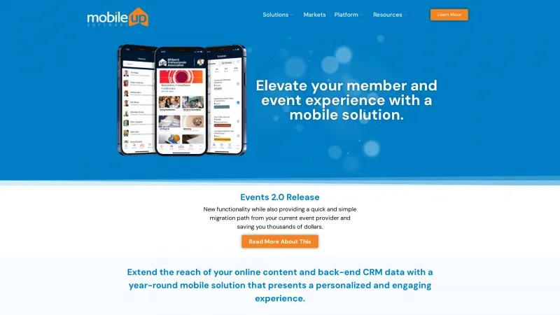 Homepage of MobileUp