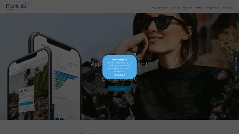 Homepage of Momentis