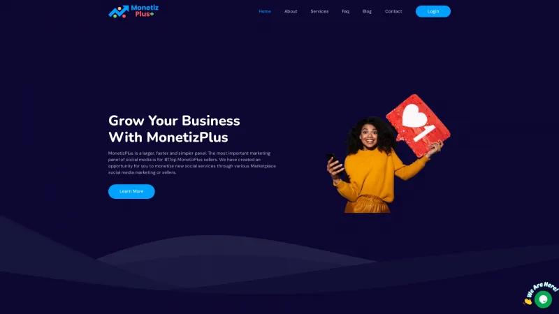 Homepage of MonetizPlus