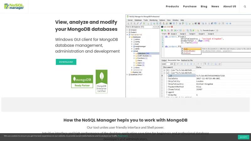 Homepage of NoSQL Manager