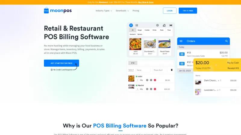 Homepage of Moon POS