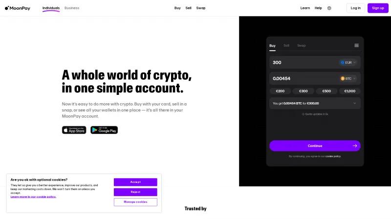 Homepage of MoonPay