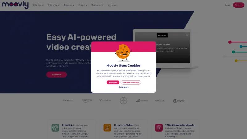 Homepage of Moovly