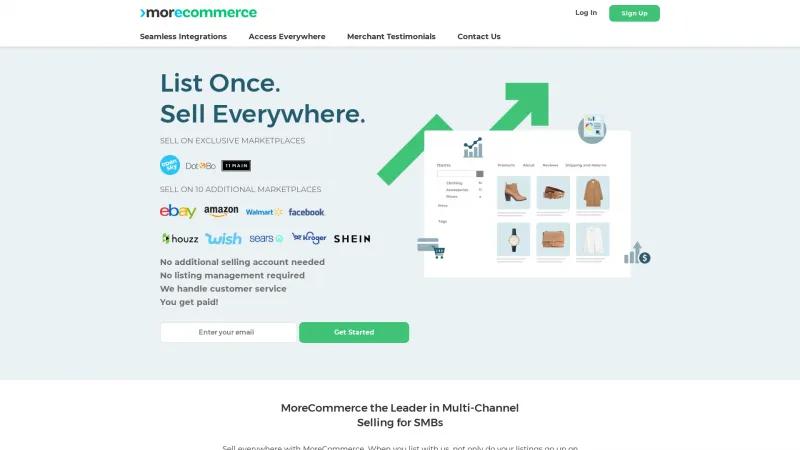 Homepage of MoreCommerce