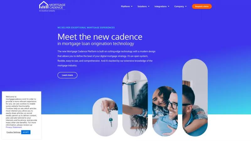 Homepage of Mortgage Cadence