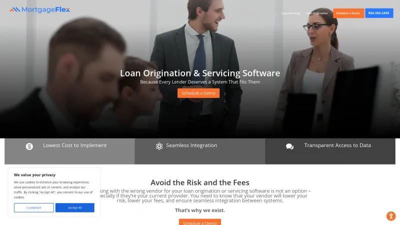 Homepage of MortgageFlex