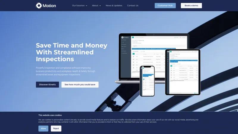 Homepage of Motion Kinetic Mobile Inspection