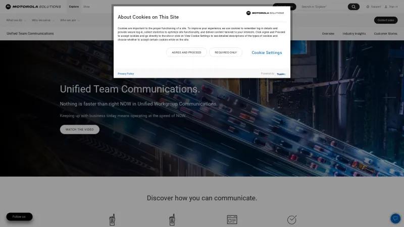 Homepage of Motorola Unified Team Communications