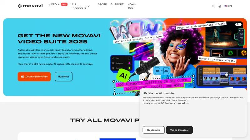 Homepage of Movavi Video Editor