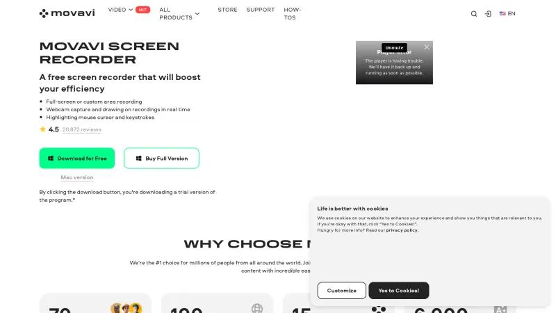 Homepage of Movavi Screen Recorder