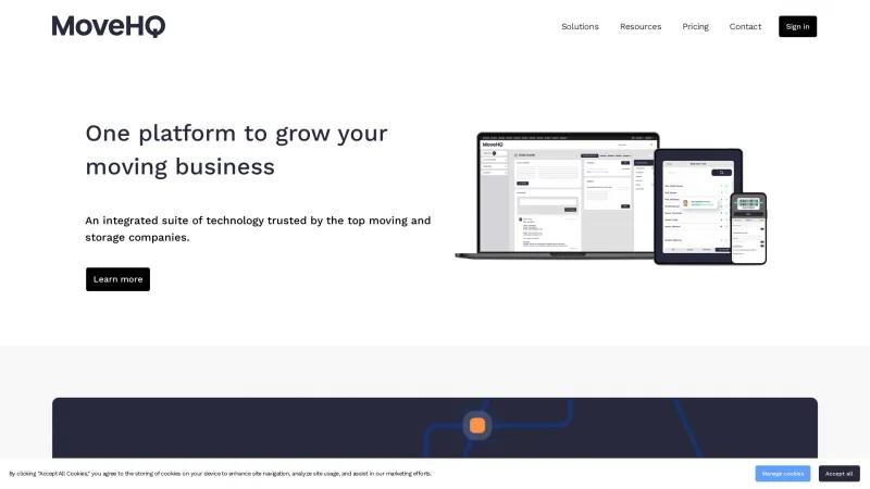 Homepage of MoveHQ