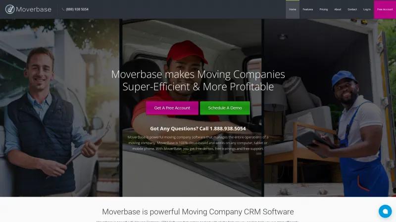 Homepage of MoverBase