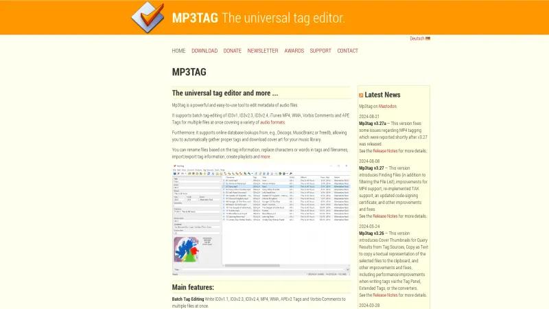 Homepage of Mp3tag