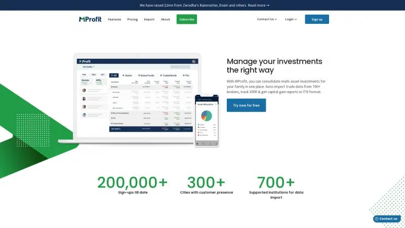 Homepage of MProfit Advisor