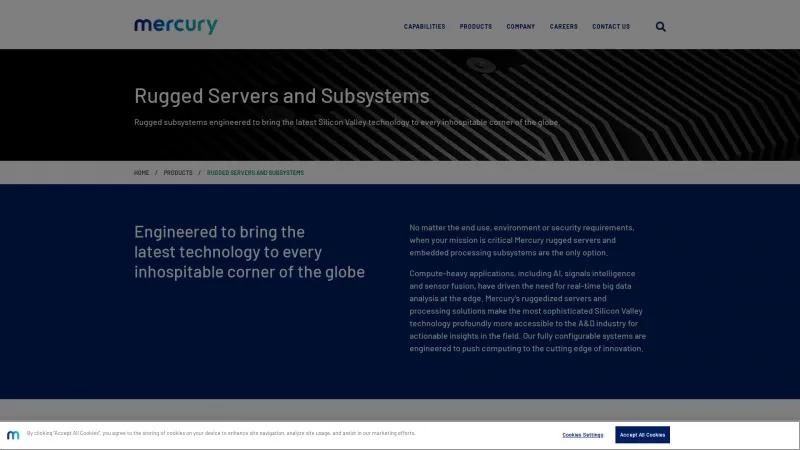 Homepage of Mercury Rugged Edge Servers