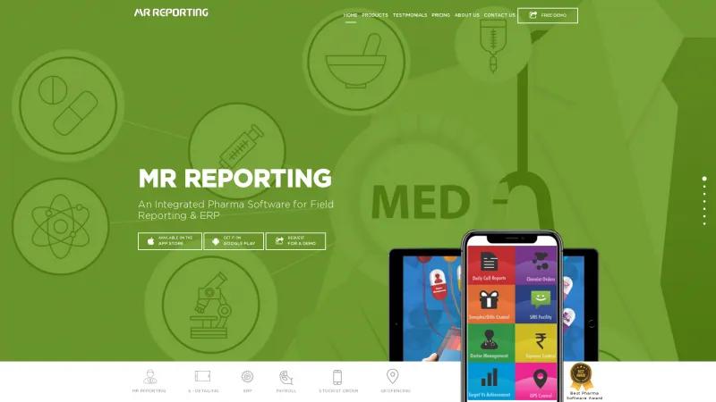 Homepage of M R Reporting Software