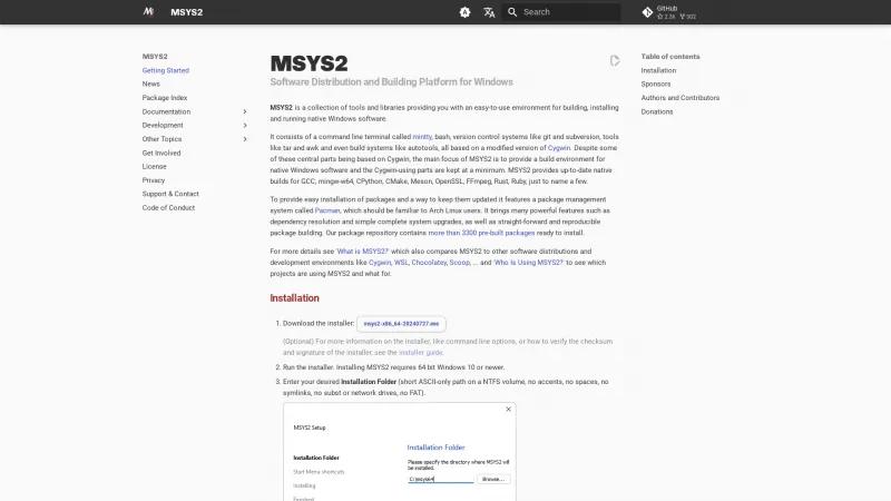 Homepage of MSYS2