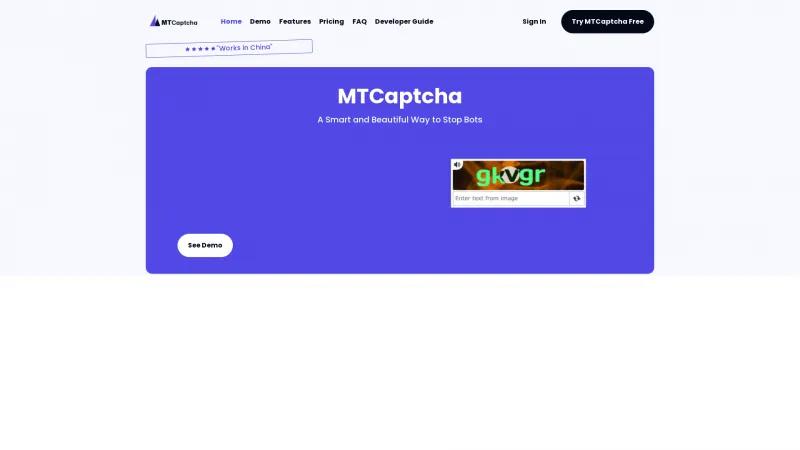 Homepage of MTCaptcha