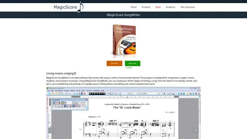 Homepage of MagicScore SongWriter